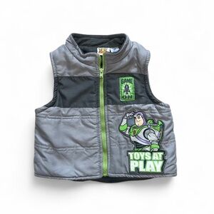 Y2K Toy Story Buzz Lightyear Fleece Lined Full Zip Puffer Vest - 12 Months